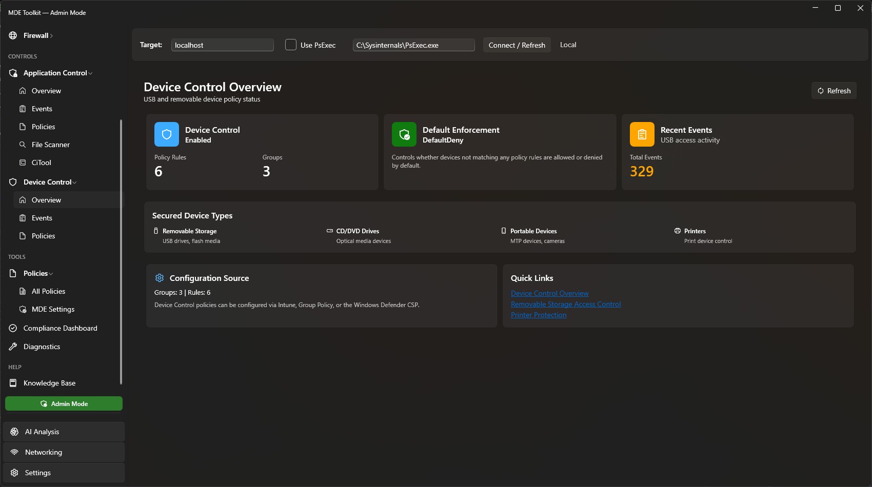MDE Toolkit Device Control